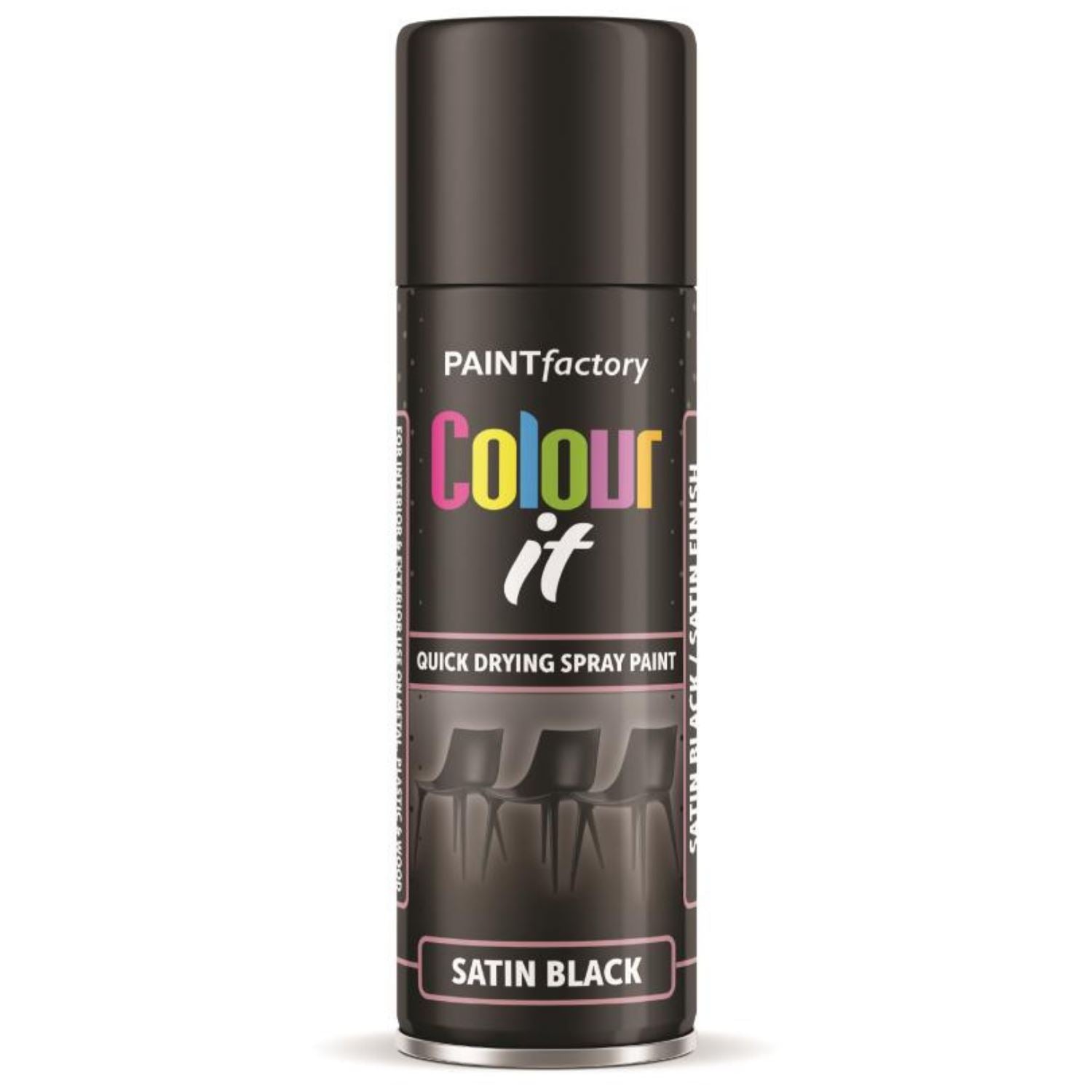 Black Satin Spray Paint 250ml - Paint Factory