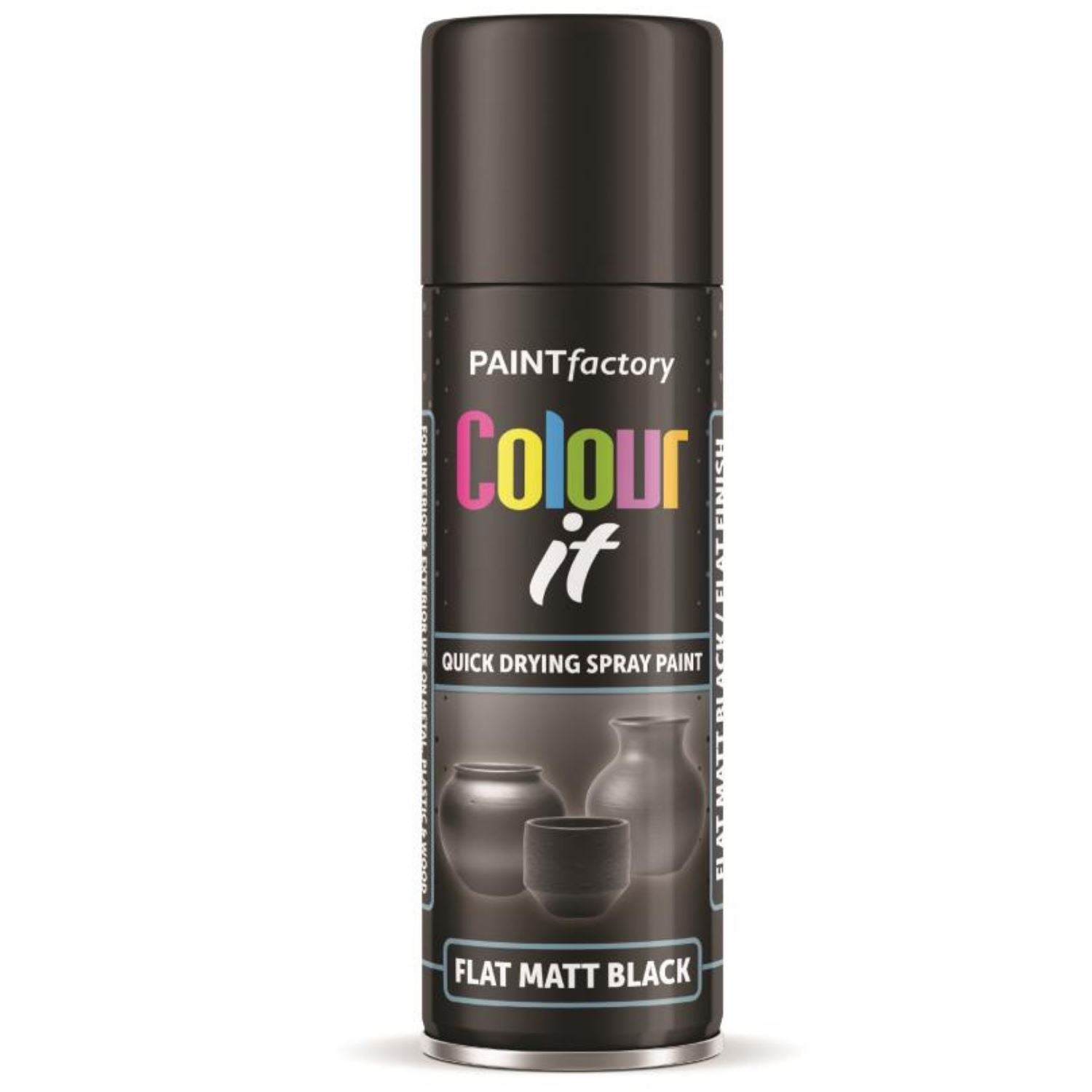 Flat Matt Black Spray Paint 250ml - Paint Factory