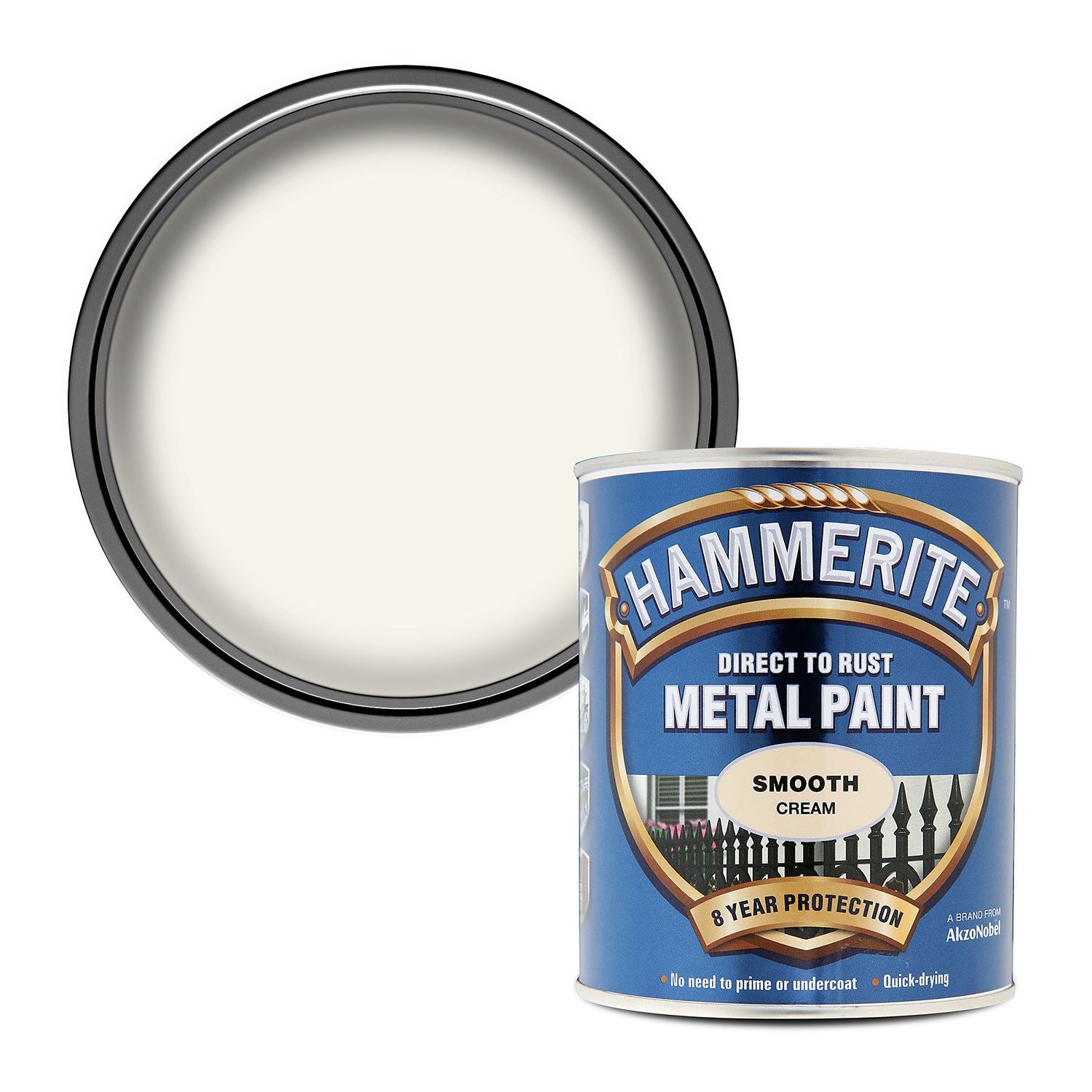 1X - Hammerite Smooth Cream Paint 750ml Direct to Rust Metal Paints