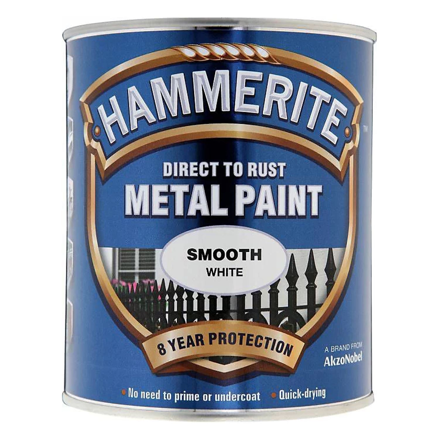 1X - Hammerite Smooth White Paint 750ml Direct to Rust Metal Paints