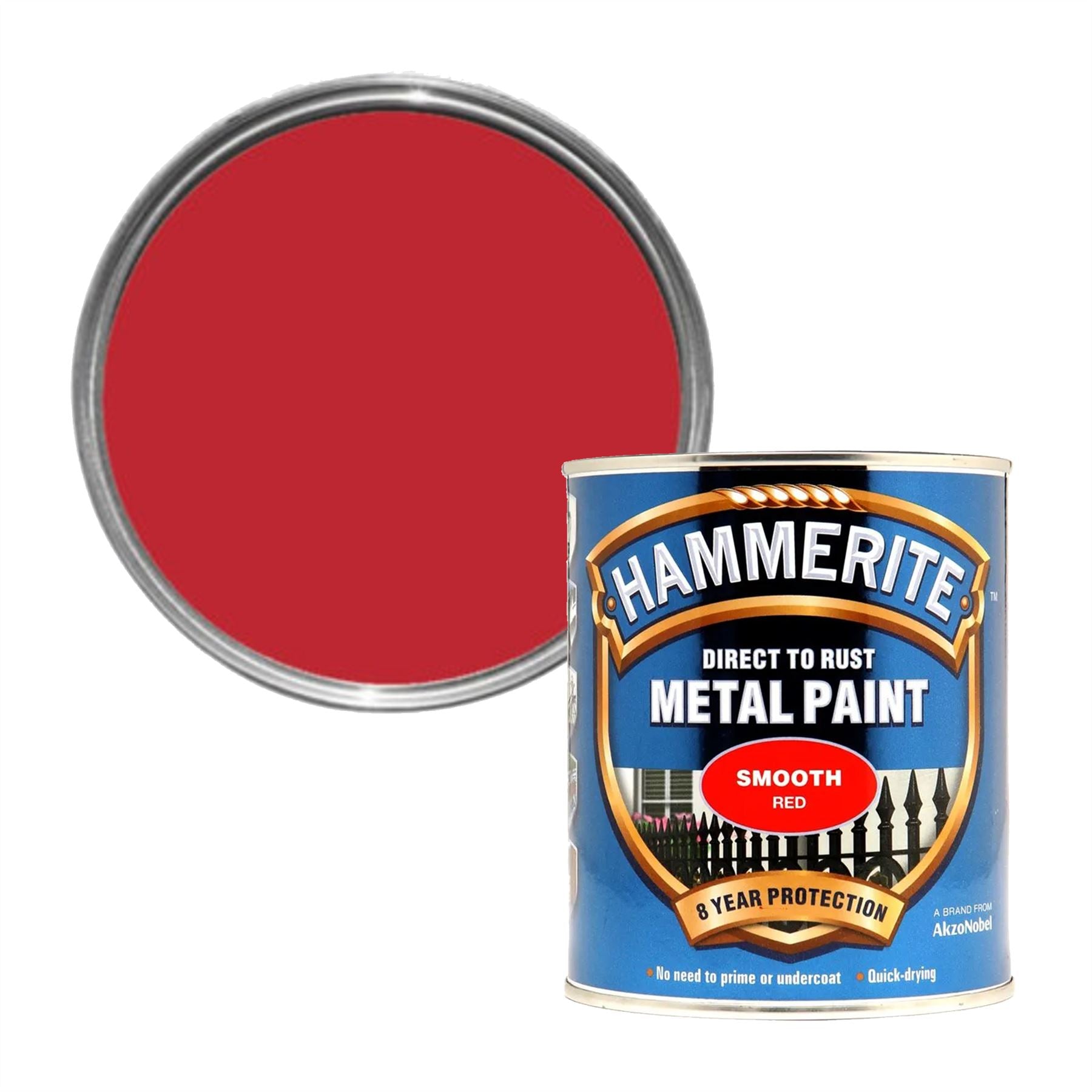 1X - Hammerite Smooth Red Paint 750ml Direct to Rust Metal Paints
