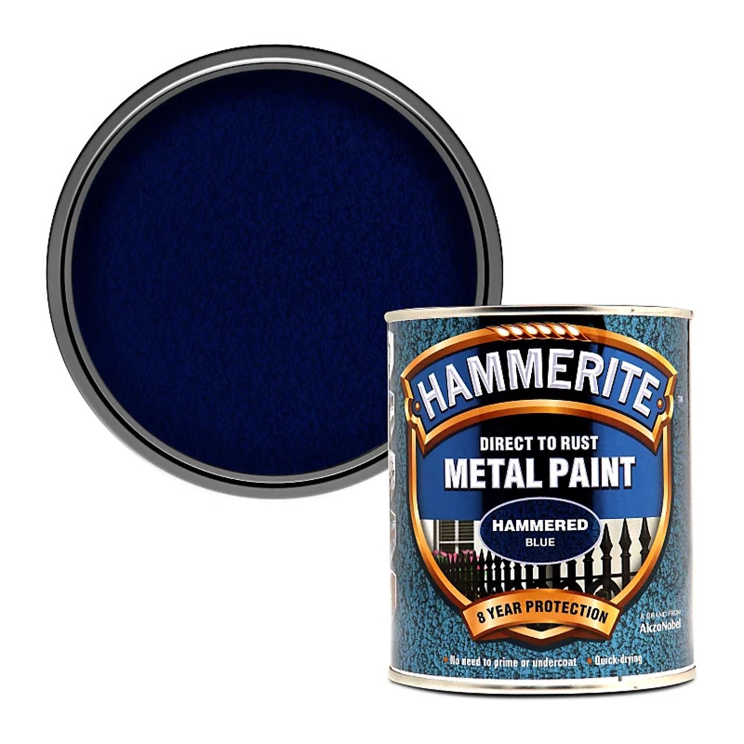 1X - Hammerite Hammered Blue Paint 750ml Direct to Rust Metal Paints