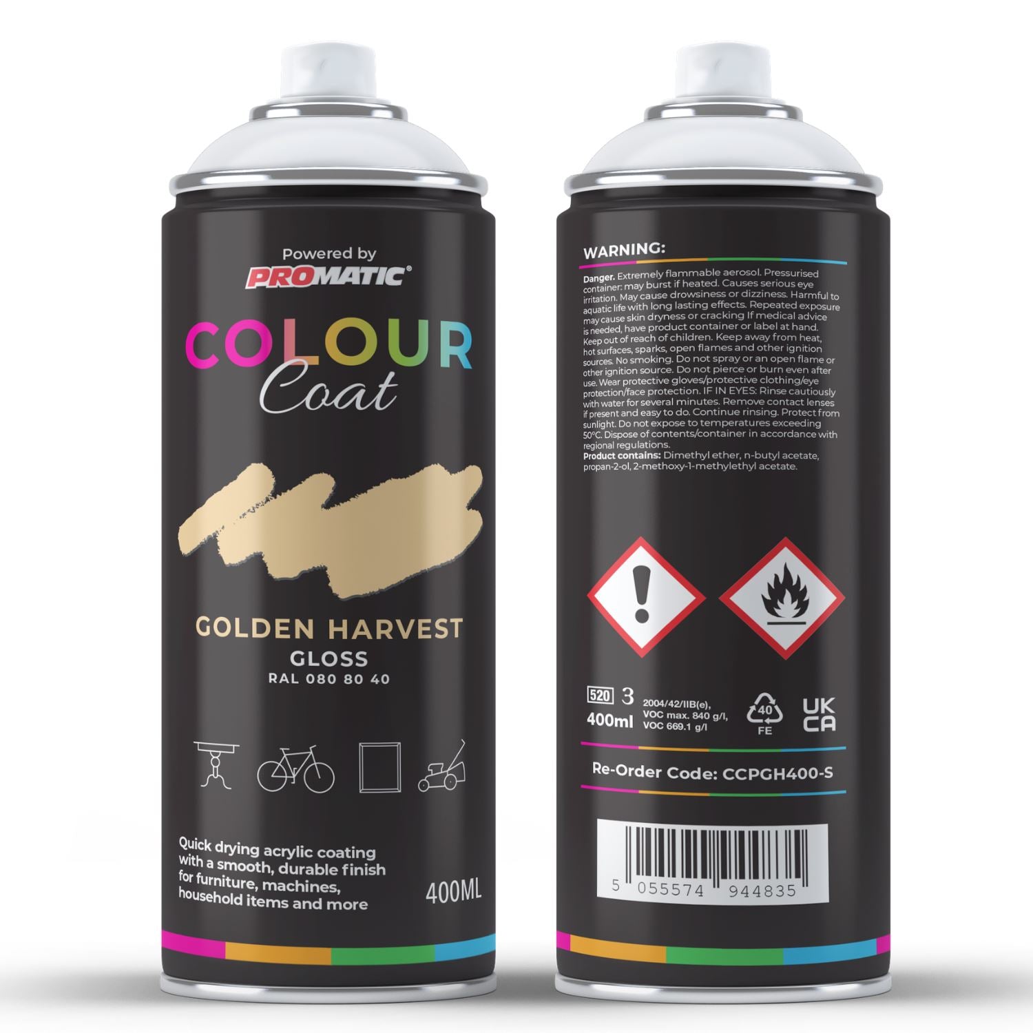ProMatic Colour Coat Golden Harvest RAL 080 80 40 Satin Spray Paint 400ml