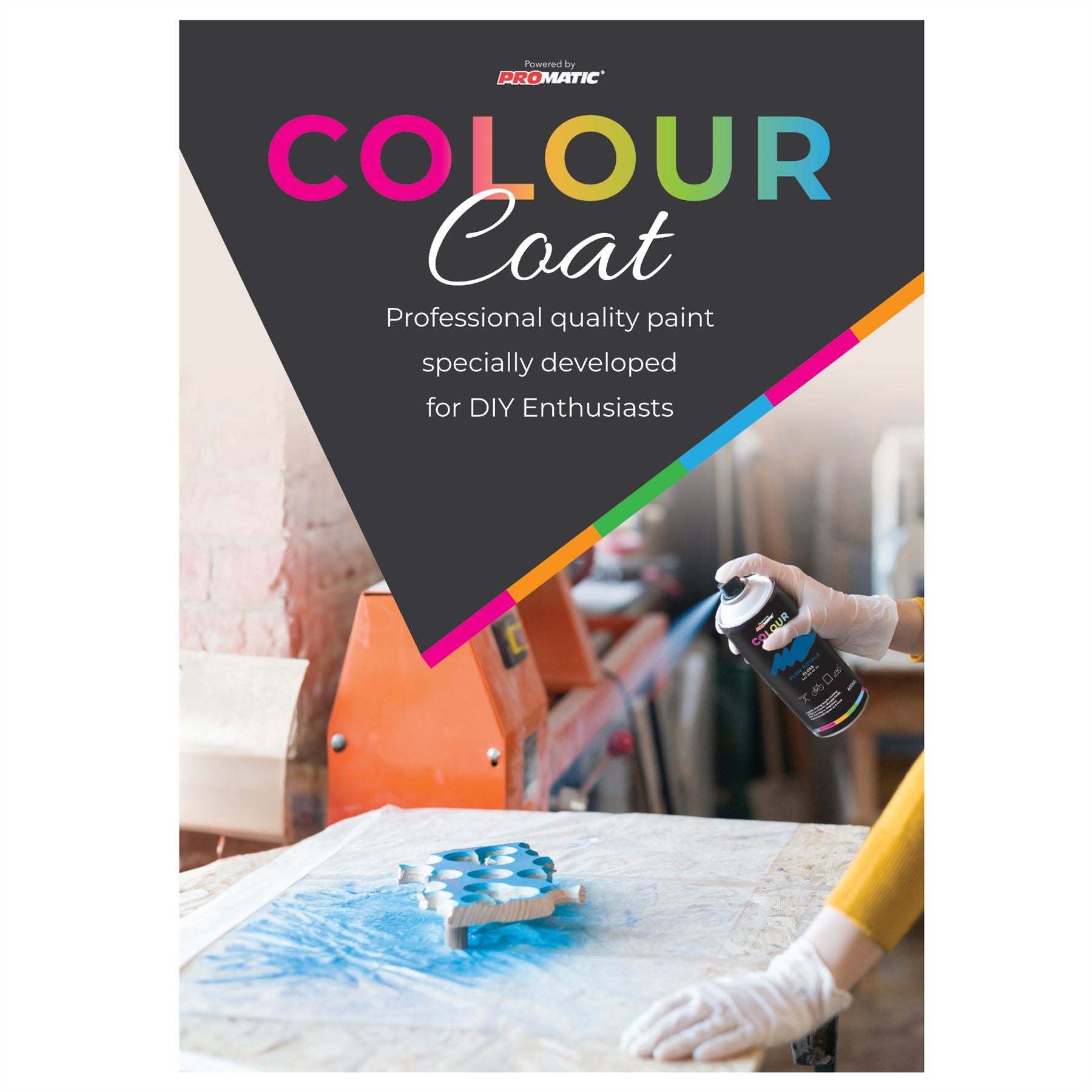 ProMatic Colour Coat Snow White RAL 9010 Matt 1K Acrylic Spray Paint 400ml