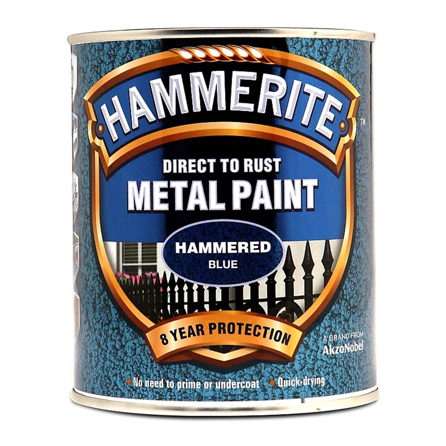 1X - Hammerite Hammered Blue Paint 750ml Direct to Rust Metal Paints