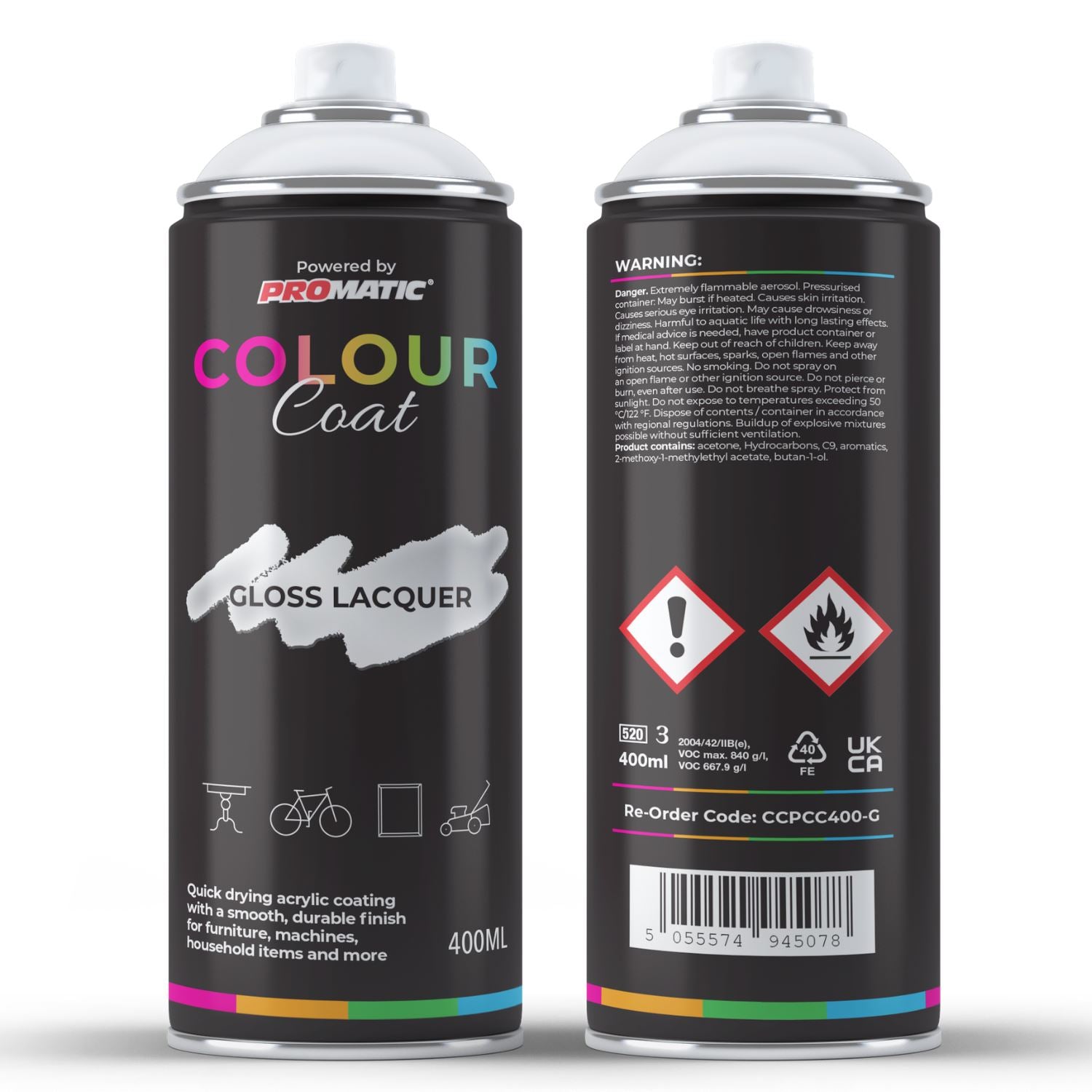 ProMatic Colour Coat Clear Gloss Spray Paint 400ml