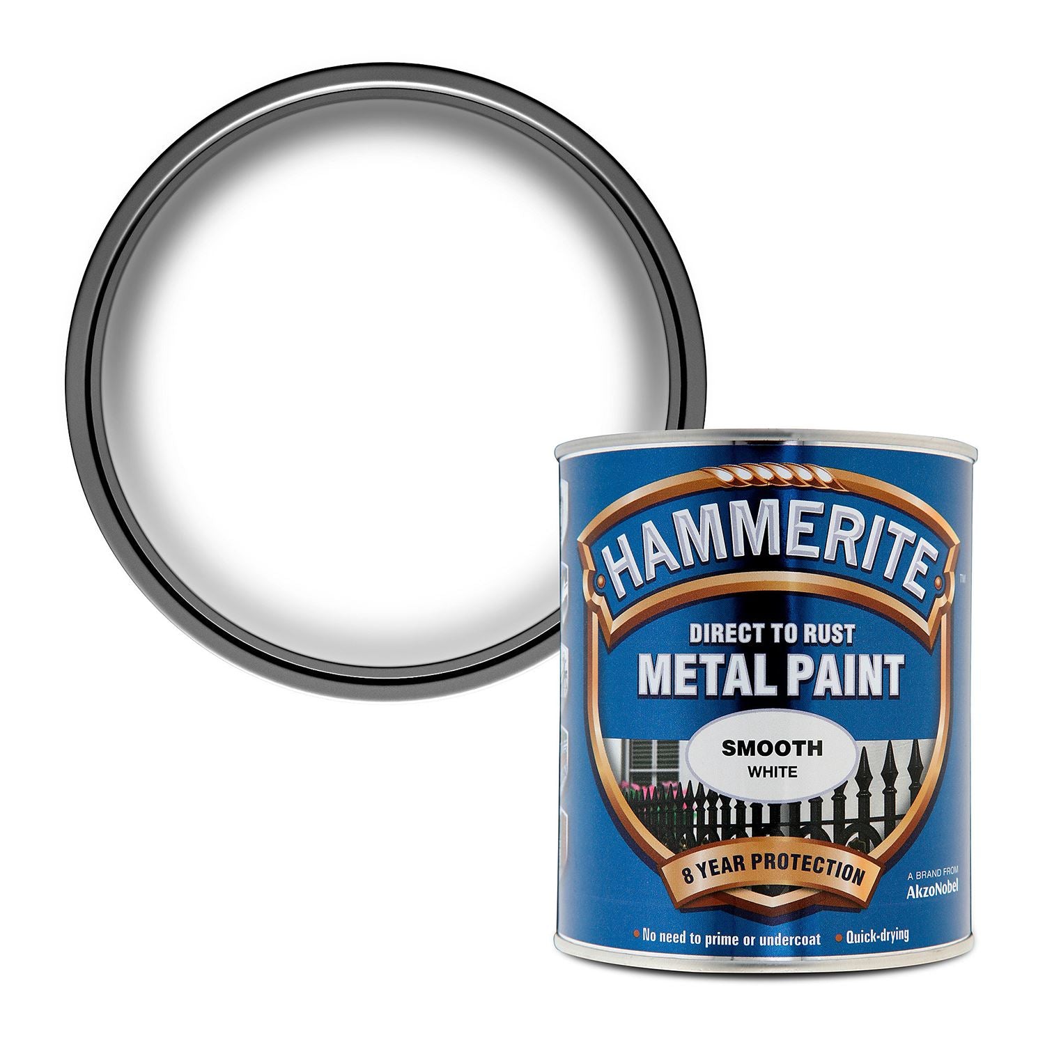 1X - Hammerite Smooth White Paint 750ml Direct to Rust Metal Paints