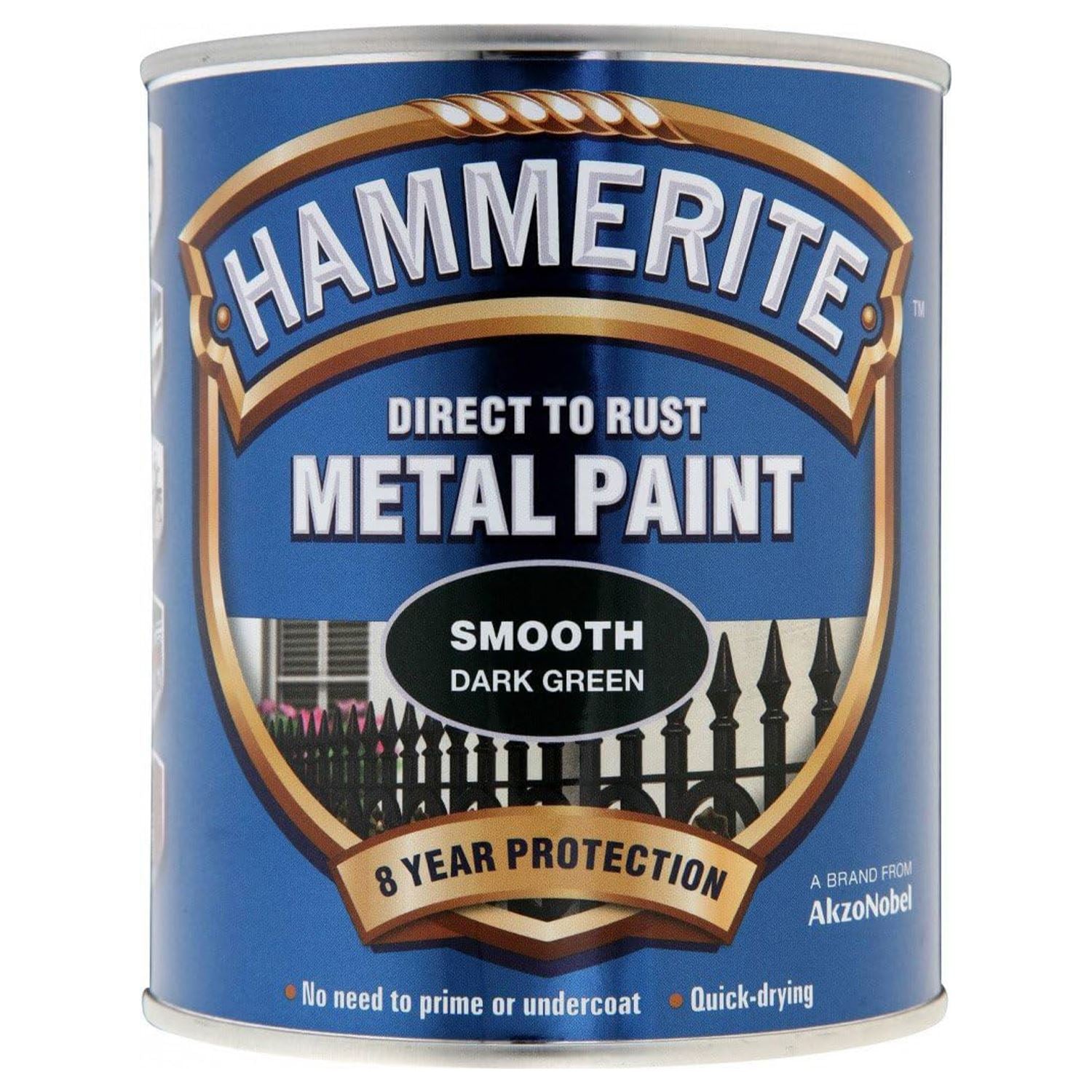 1X - Hammerite Smooth Dark Green Paint 750ml Direct to Rust Metal Paints