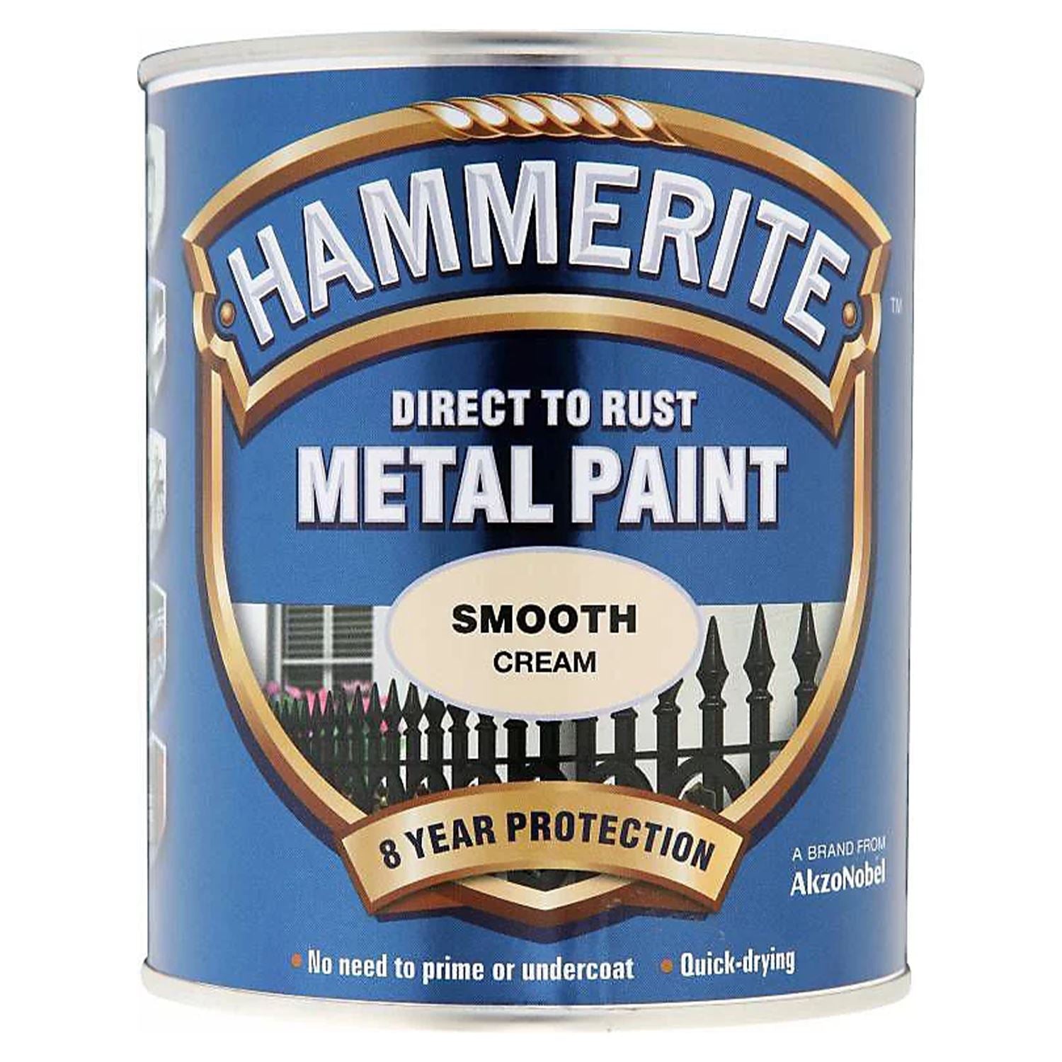 1X - Hammerite Smooth Cream Paint 750ml Direct to Rust Metal Paints