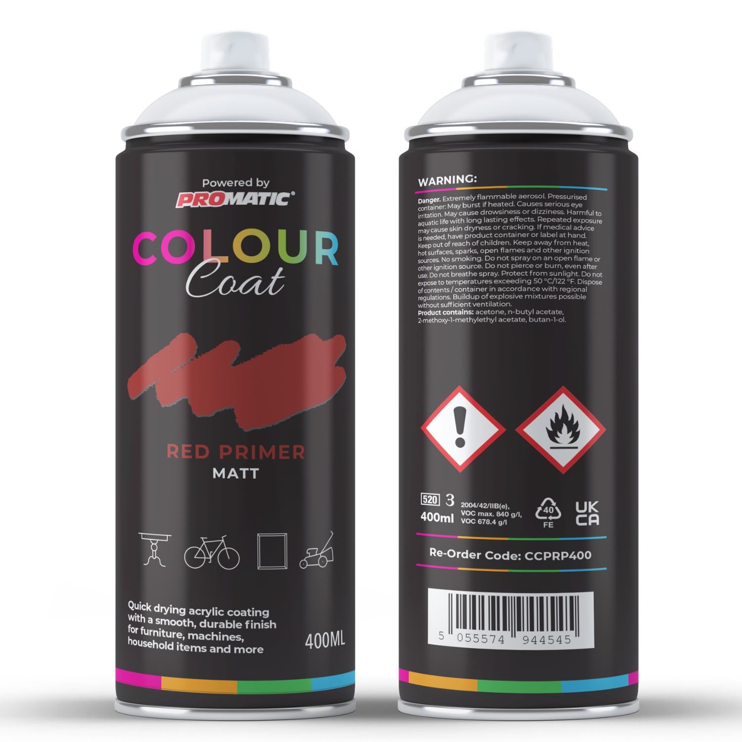 ProMatic Colour Coat Red Primer Matt Spray Paint 400ml