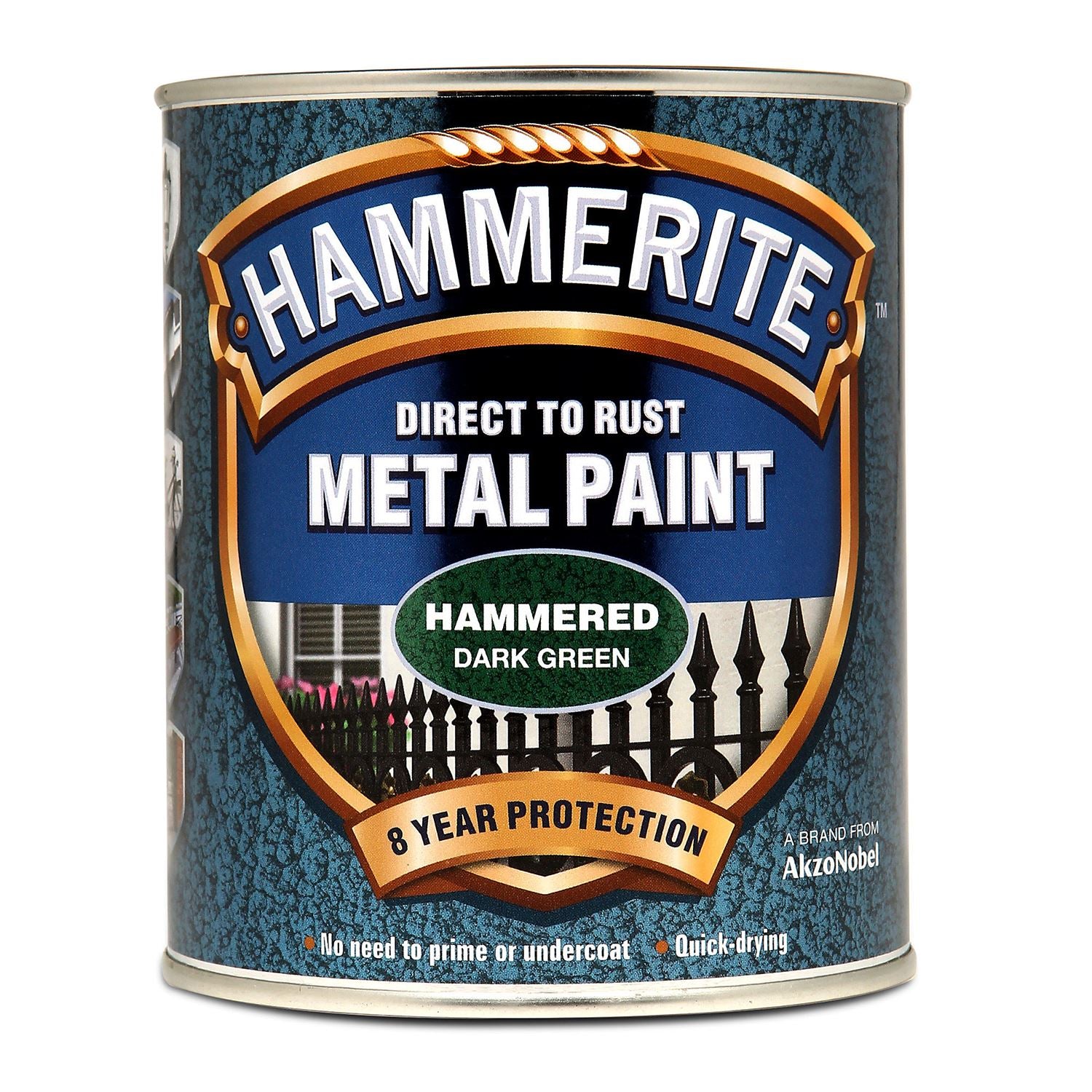 1X - Hammerite Hammered Dark Green Paint 750ml Direct to Rust Metal Paints