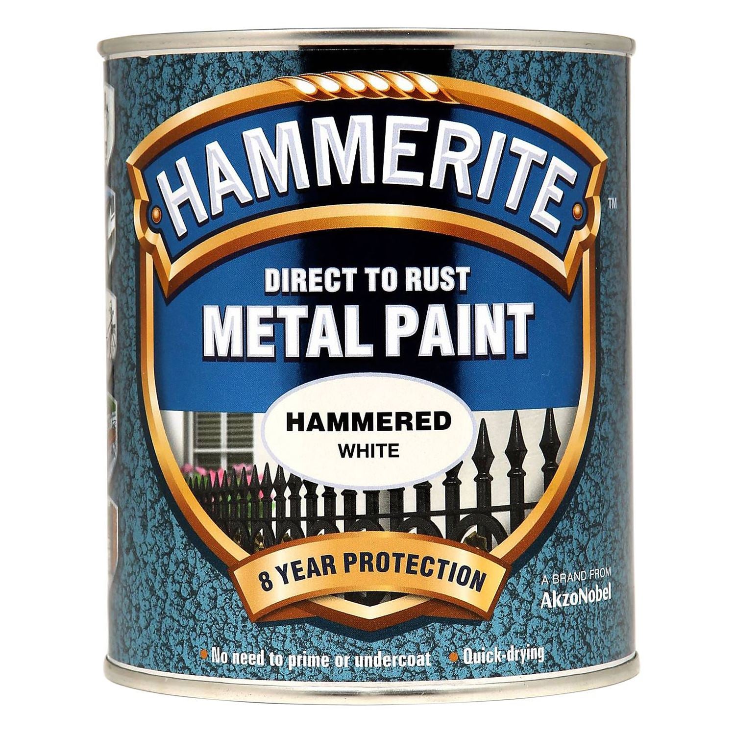 1X - Hammerite Hammered White Paint 750ml Direct to Rust Metal Paints