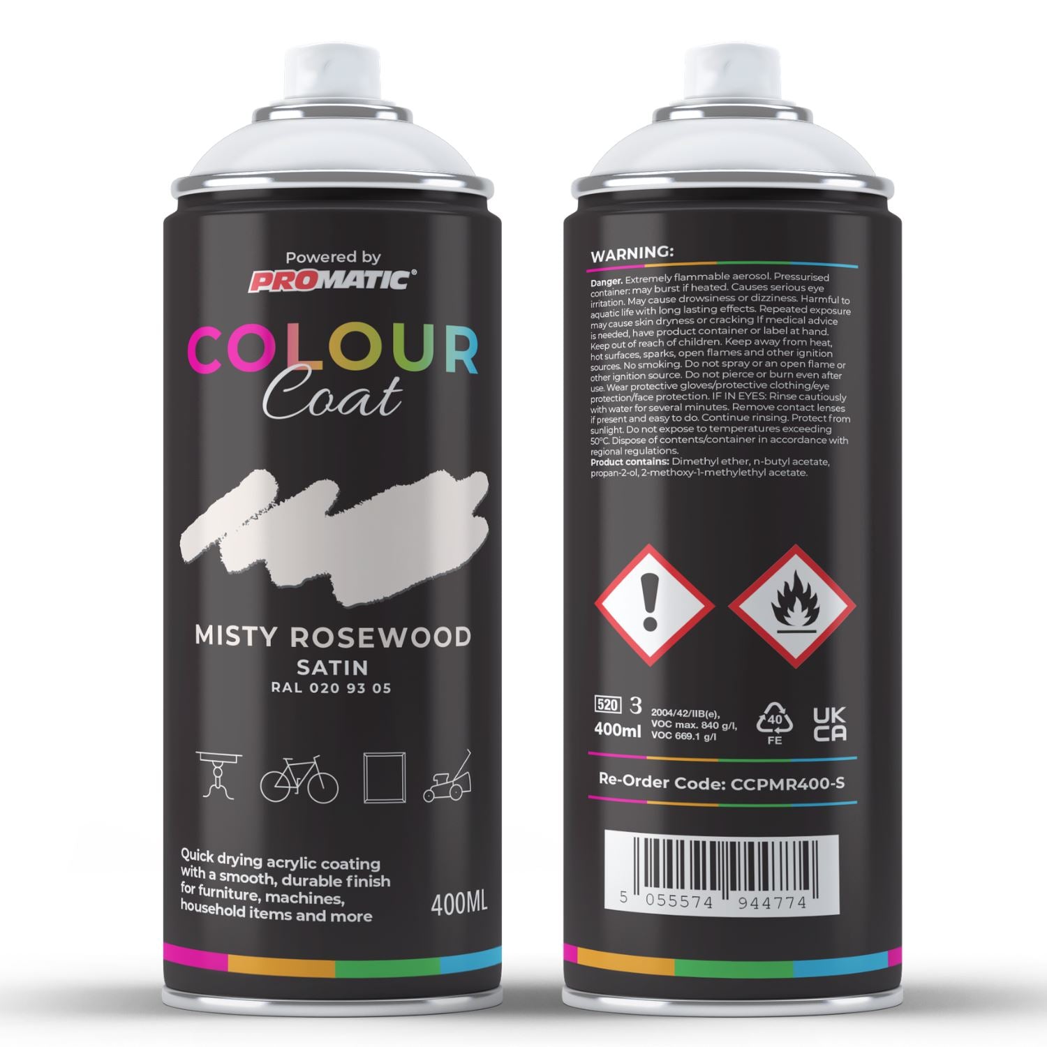 ProMatic Colour Coat Misty Rosewood RAL 020 93 05 Satin Spray Paint 400ml
