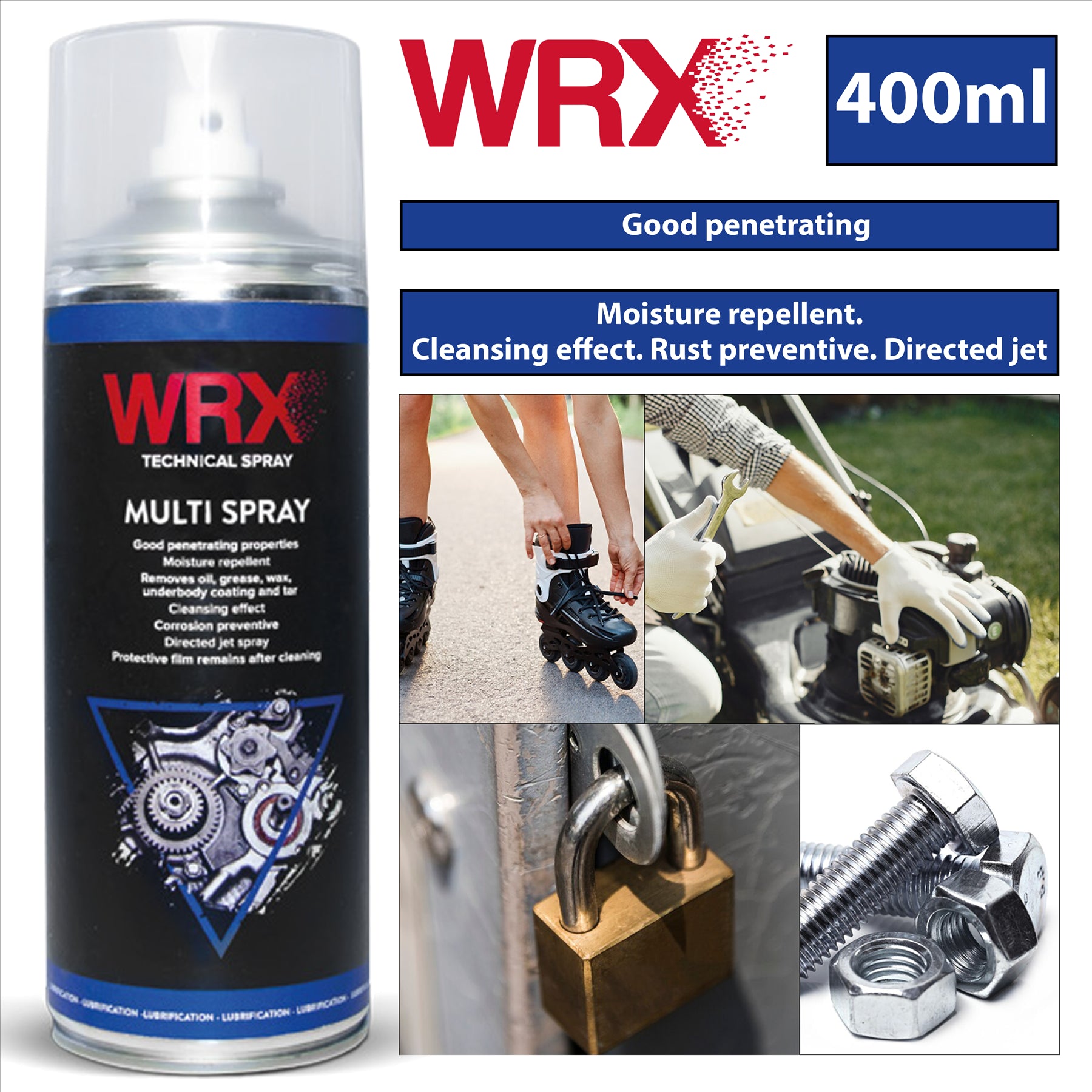 WRX Multi Spray 400ml Universal Oil To Lubricate Protect Metal Plastic