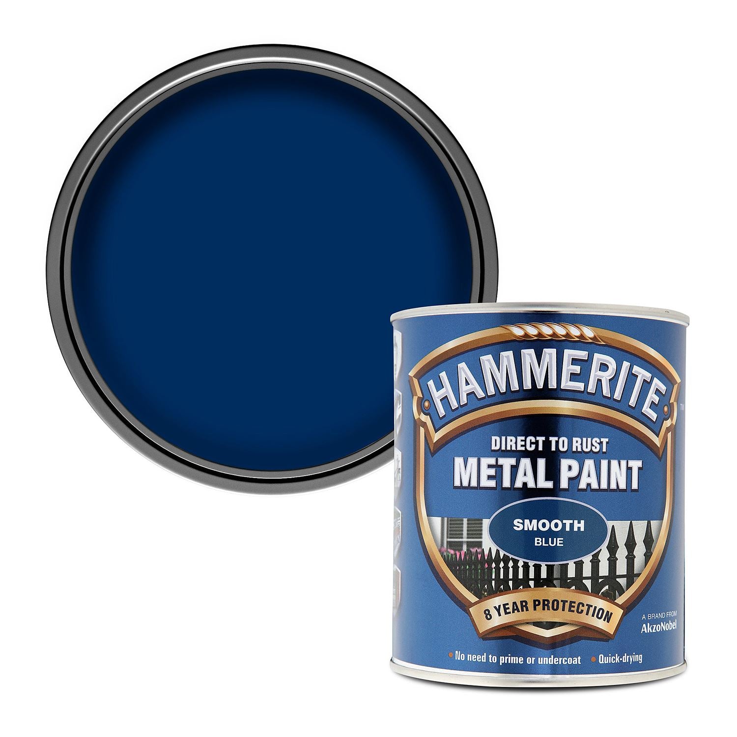 1X - Hammerite Smooth Blue Paint 750ml Direct to Rust Metal Paints