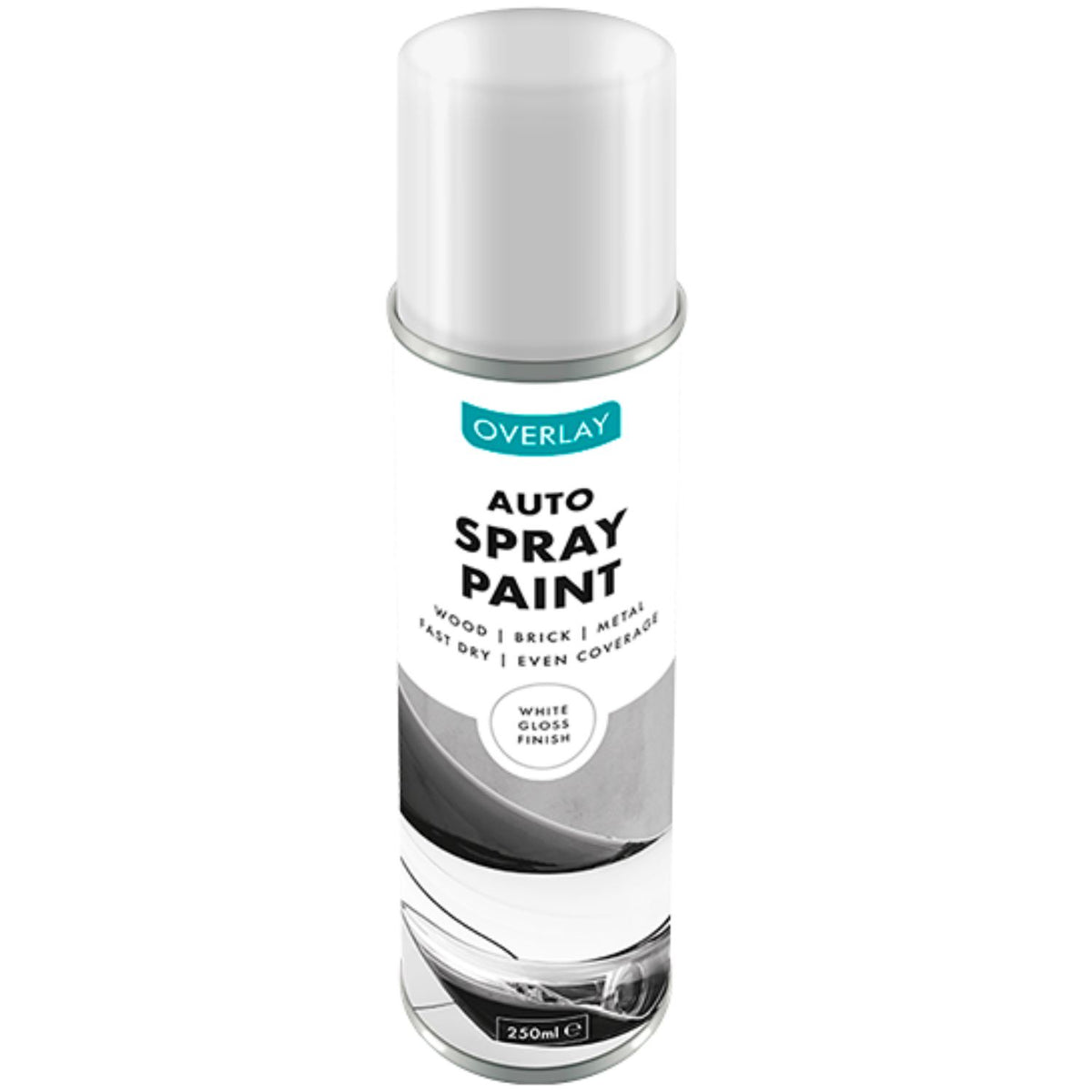 Overlay Gloss White Primer Aerosol Spray Paint 250ml For Auto Car Van Bike