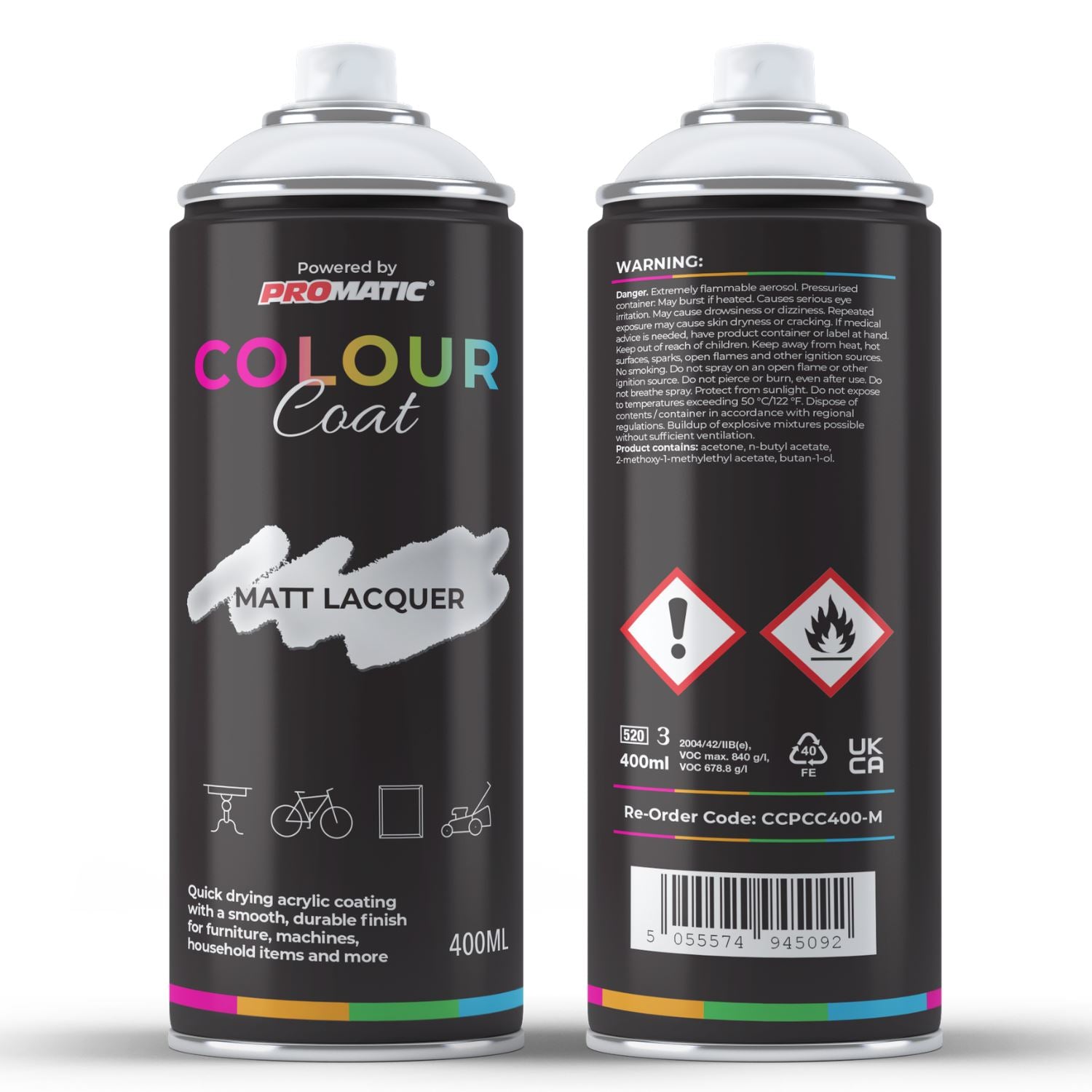 ProMatic Colour Coat Clear Matt Spray Paint 400ml