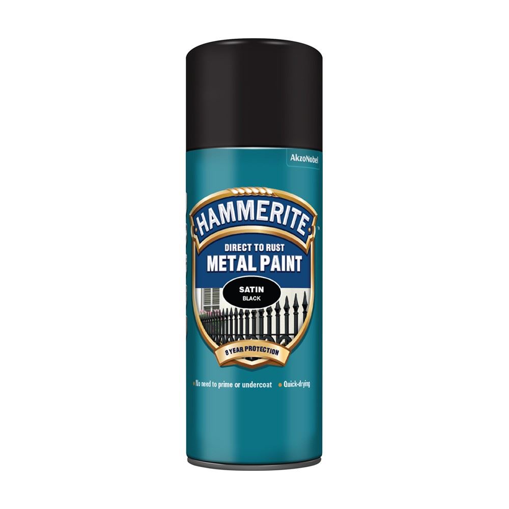 Hammerite Satin Black Aero Spray Paint 400ml