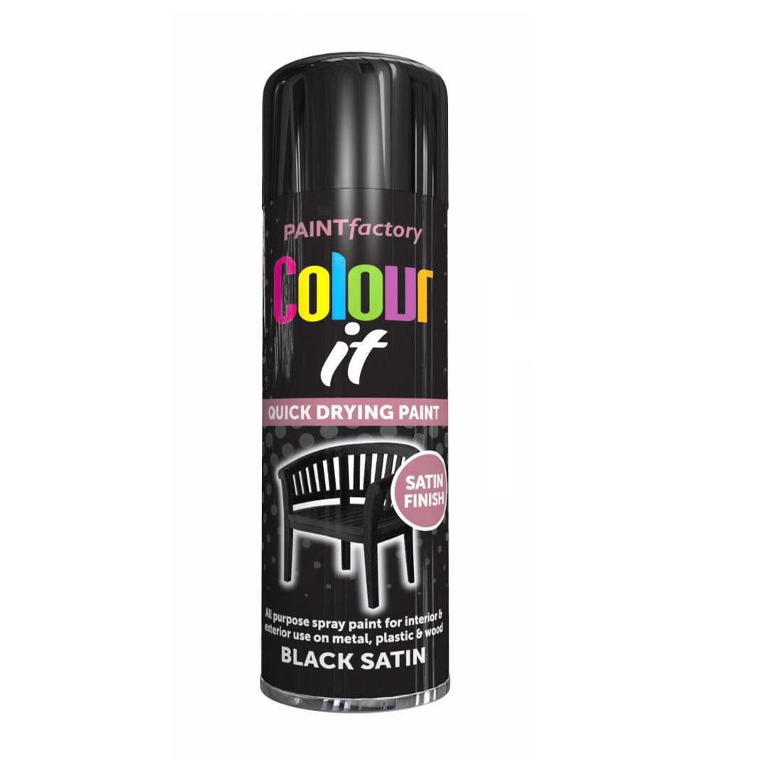 Black Satin Spray Paint 250ml - Paint Factory