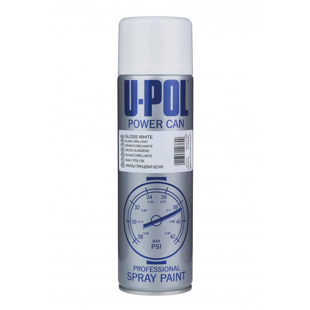 U-POL Power Can Gloss White Topcoat Aerosol Spray Paint 500ml
