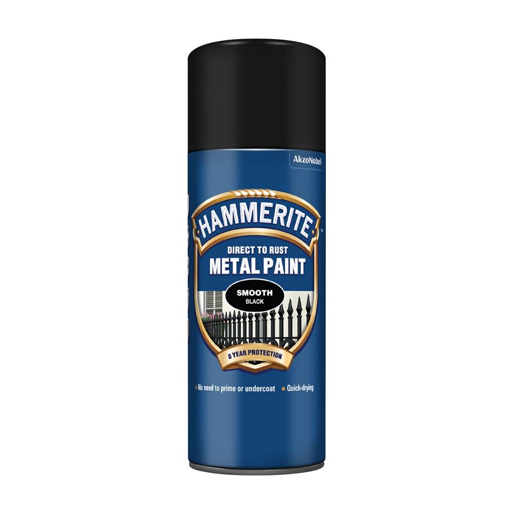 Hammerite Smooth Black Aero Spray Paint 400ml