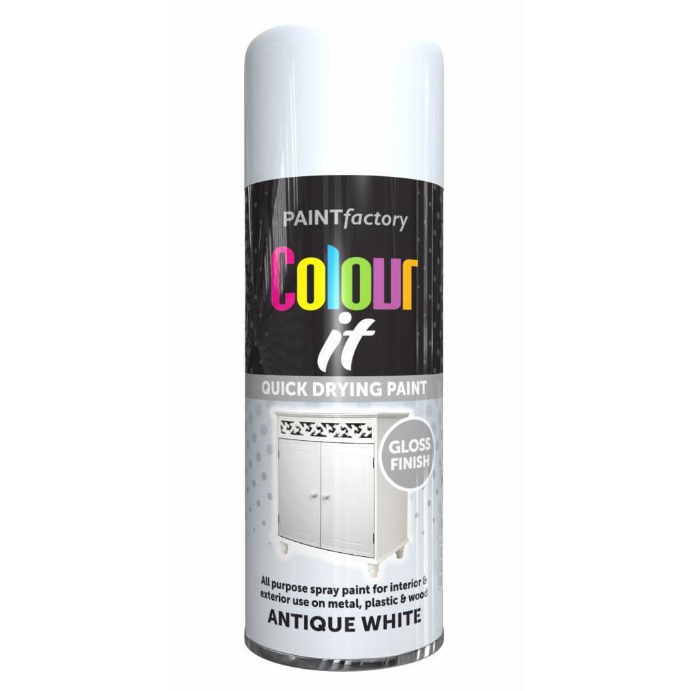 Antique White Gloss Spray Paint 400ml - Paint Factory