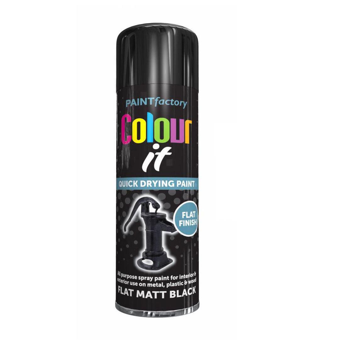 Flat Matt Black Spray Paint 250ml - Paint Factory