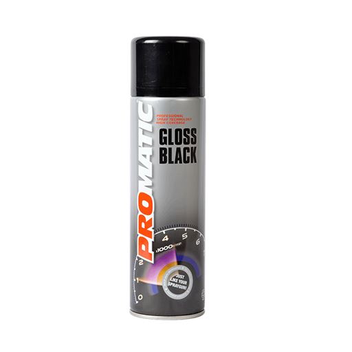 Promatic Gloss Black Aerosol Spray Paint 500ml