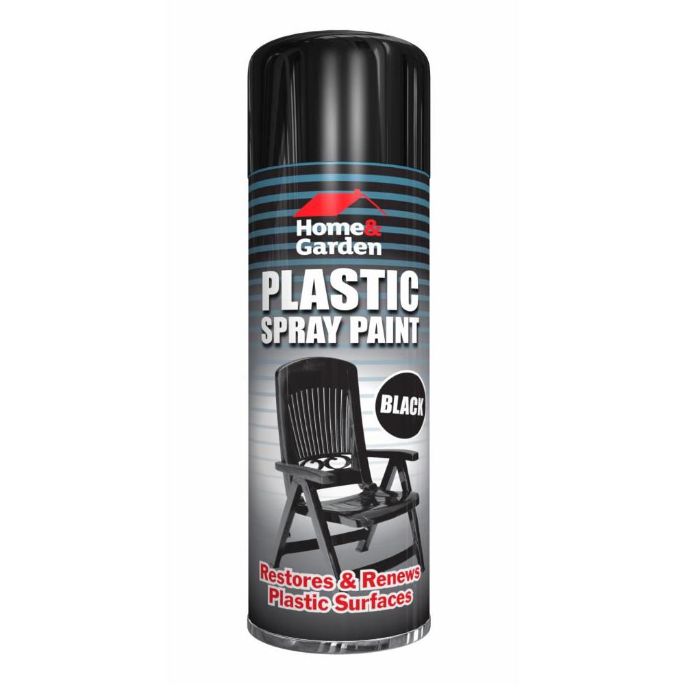 Plastic Black Spray Paint 300ml - Home & Garden