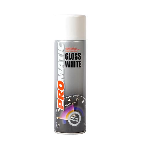 Promatic Gloss White Aerosol Spray Paint 500ml