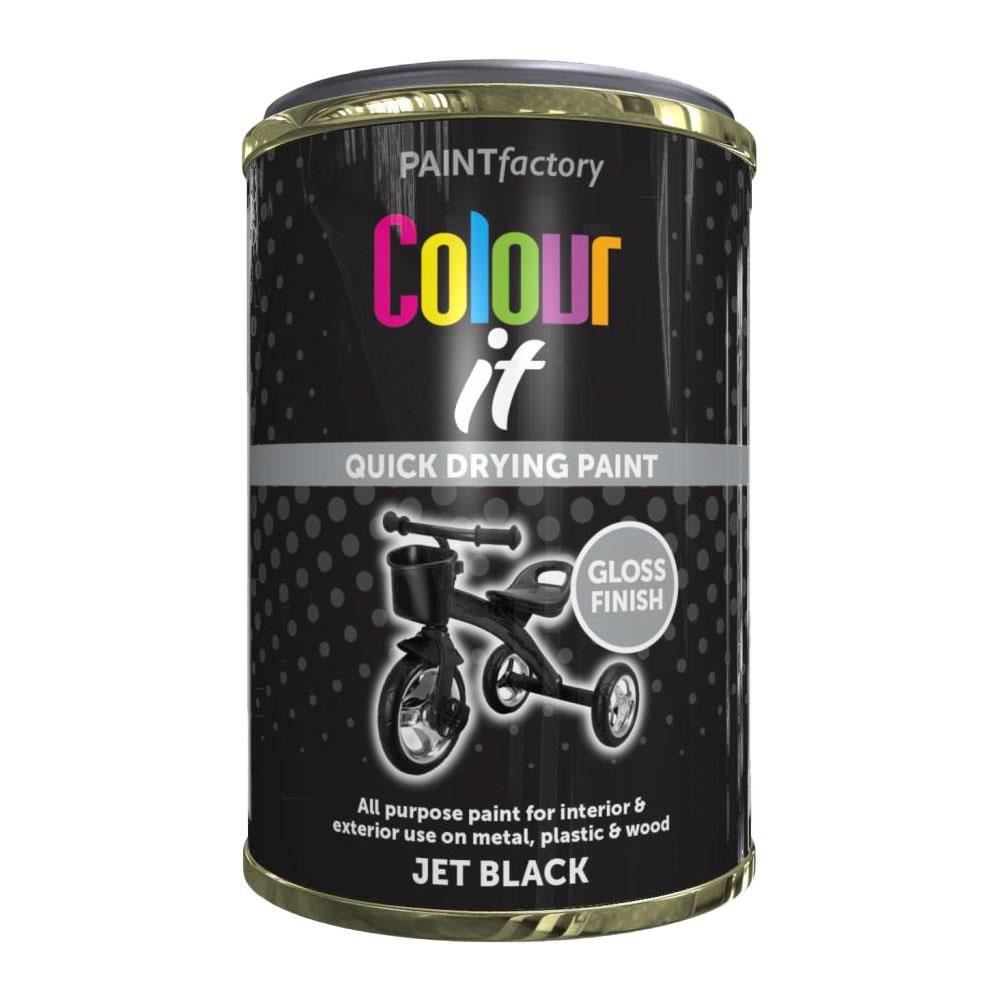 Paint Factory Jet Black Gloss Tin Paint 300ml