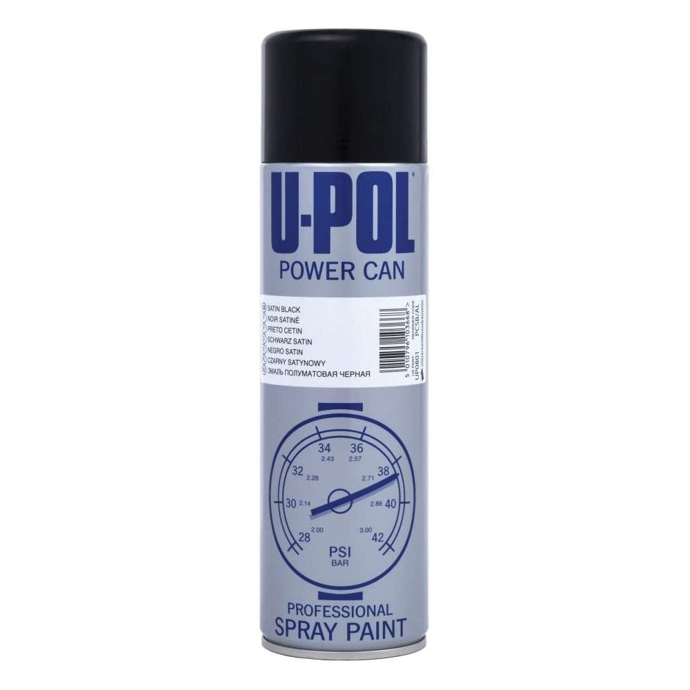 U-POL Power Can Satin Black Topcoat Aerosol Spray Paint 500ml