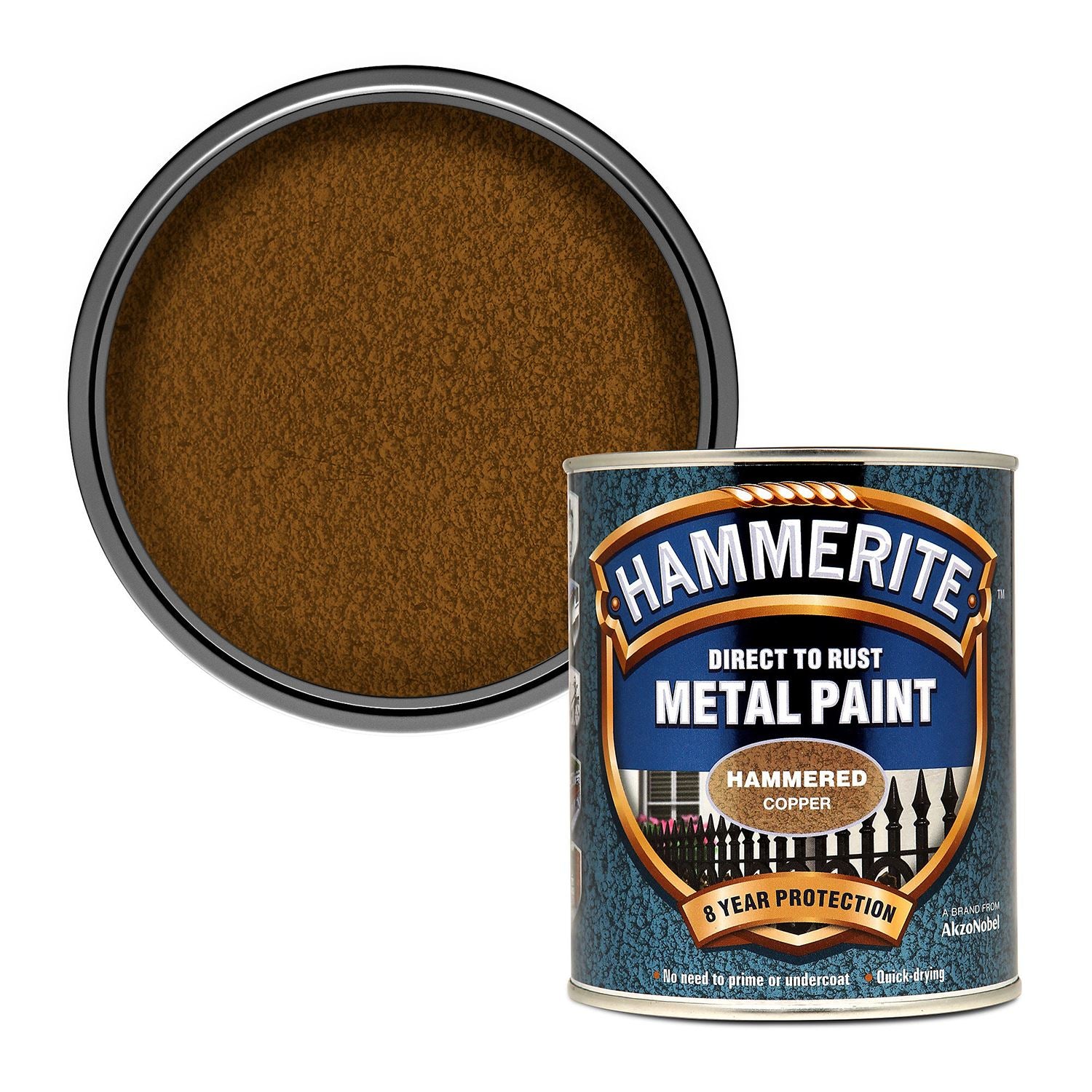 1X - Hammerite Hammered Copper Paint 750ml Direct to Rust Metal Paints