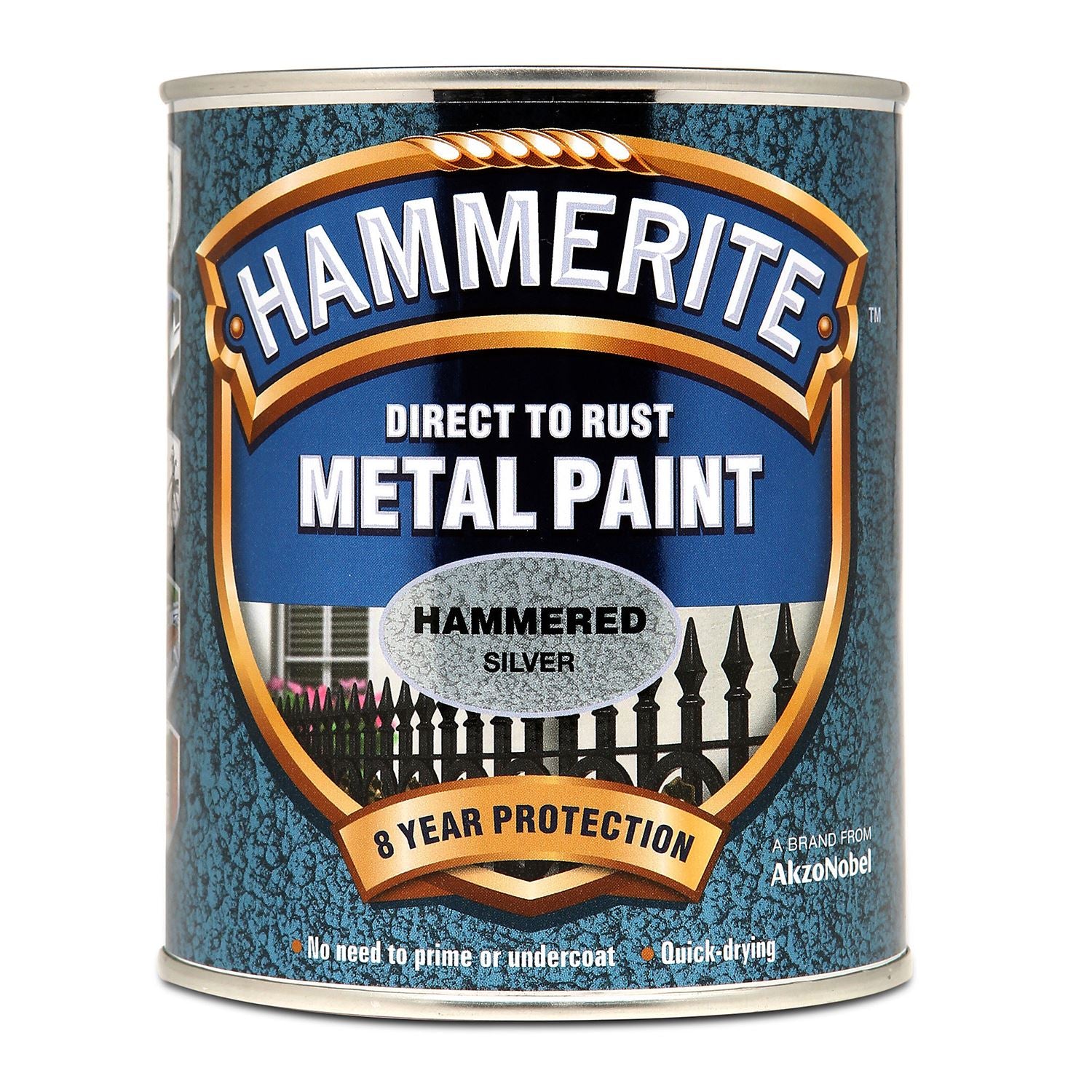 1X - Hammerite Hammered Silver Paint 750ml Direct to Rust Metal Paints