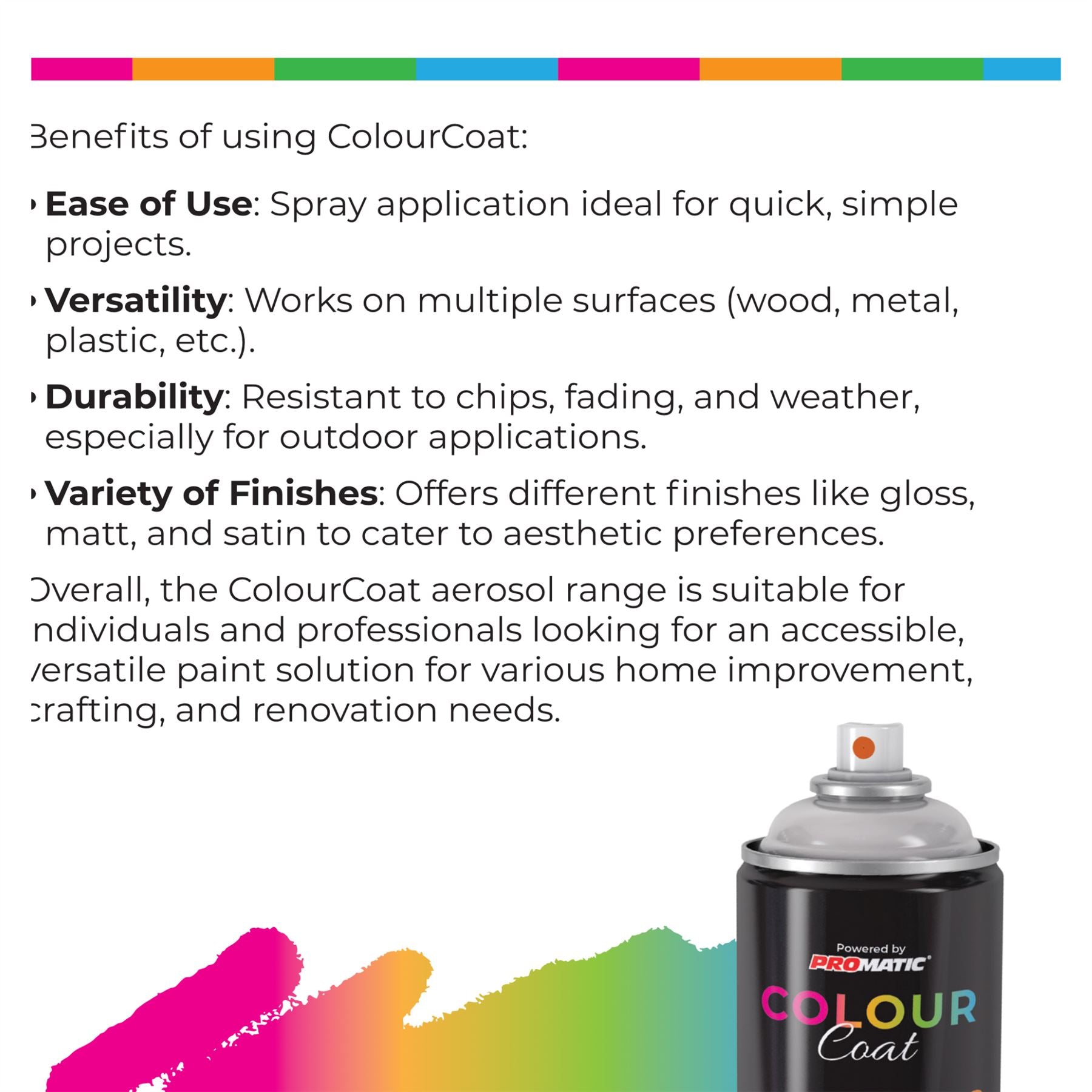 ProMatic Colour Coat Crimson Sunset RAL 340 40 40 Gloss Spray Paint 400ml