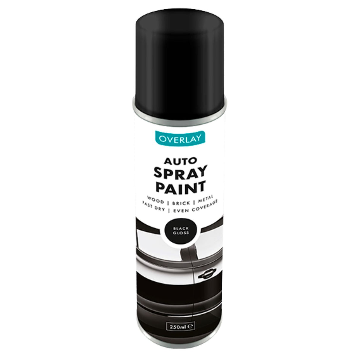Overlay Gloss Black Primer Aerosol Spray Paint 250ml For Auto Car Van Bike