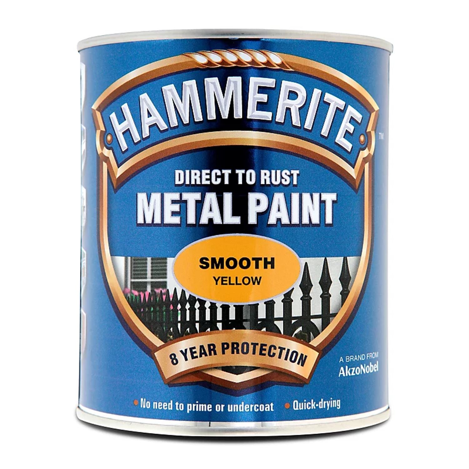 1X - Hammerite Smooth Gold Paint 750ml Direct to Rust Metal Paints