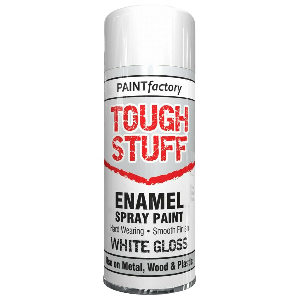 Tough Stuff Enamel White Gloss Spray Paint 400ml - Paint Factory