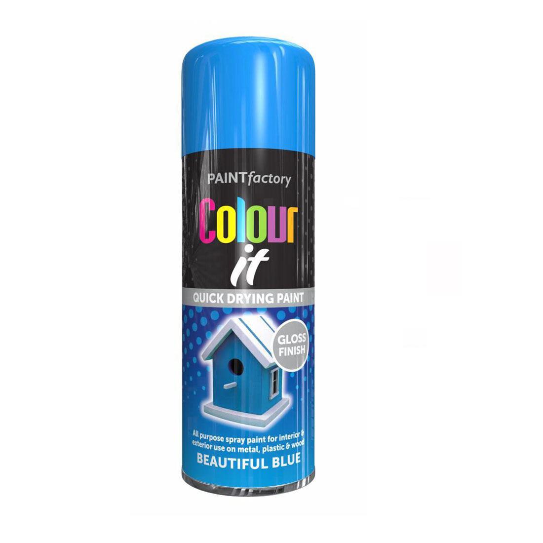 Beautiful Blue Gloss Spray Paint 250ml - Paint Factory