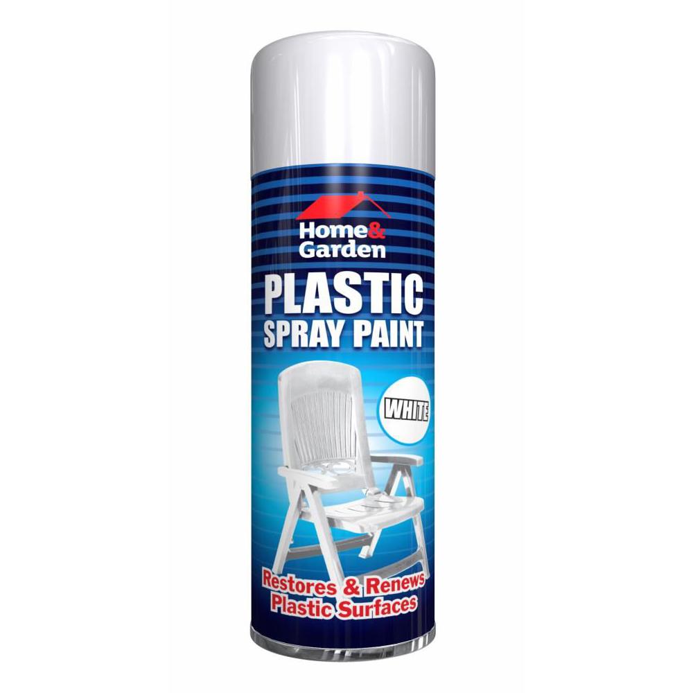 Plastic White Spray Paint 300ml - Home & Garden