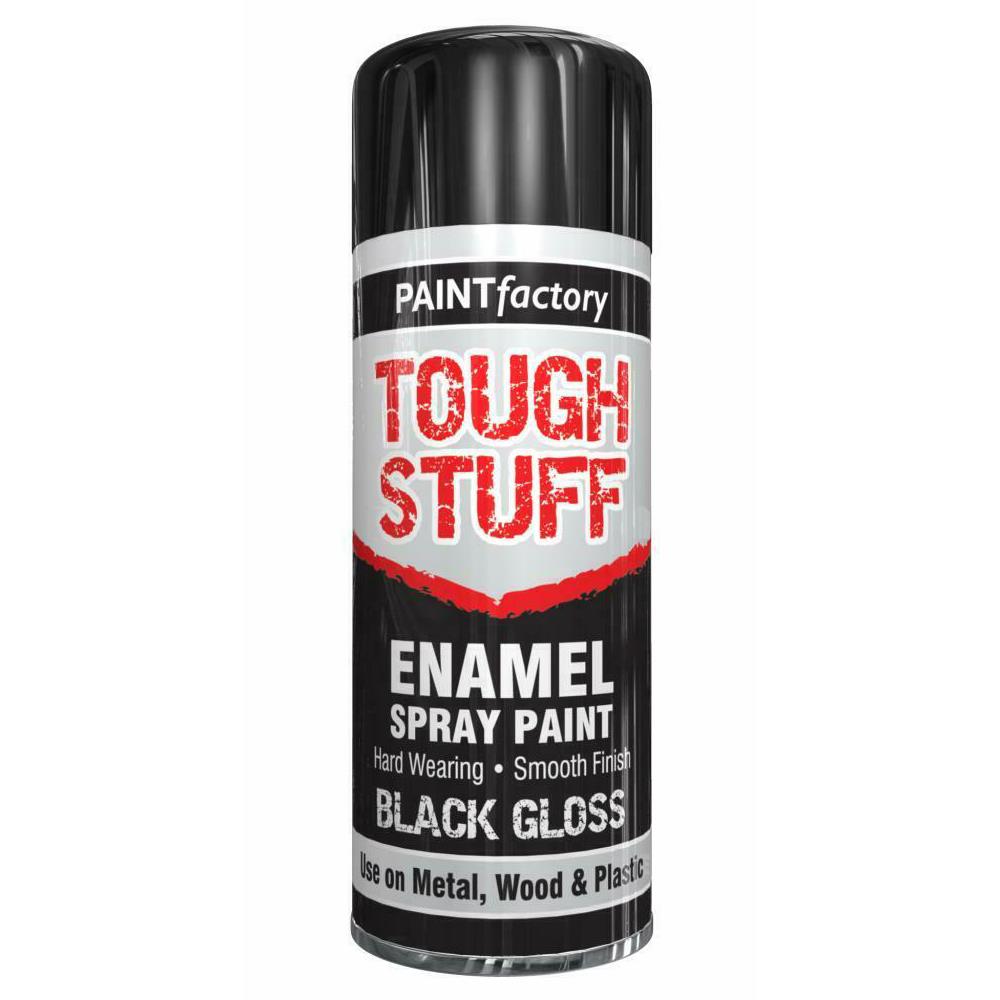 Tough Stuff Enamel Black Gloss Spray Paint 400ml - Paint Factory