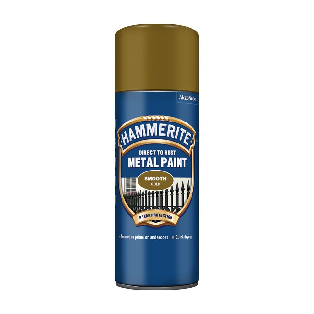 Hammerite Smooth Gold Aero Spray Paint 400ml