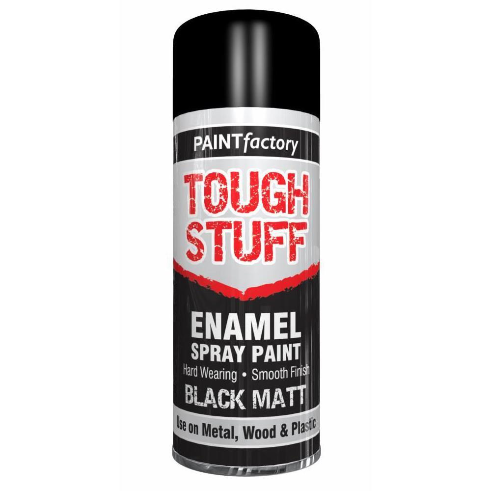 Tough Stuff Enamel Black Matt Spray Paint 400ml - Paint Factory