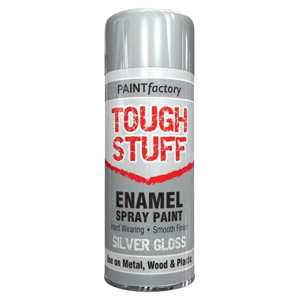 Tough Stuff Enamel Silver Gloss Spray Paint 400ml - Paint Factory