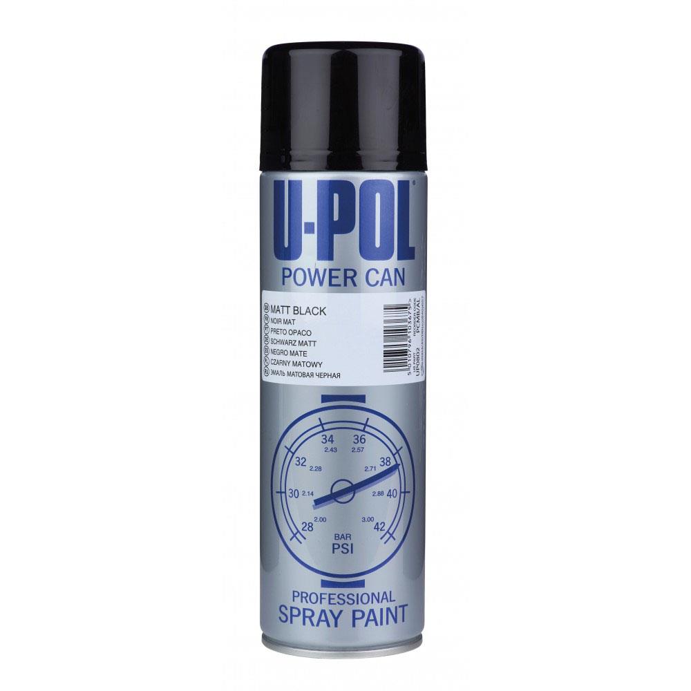 U-POL Power Can Matt Black Topcoat Aerosol Spray Paint 500ml